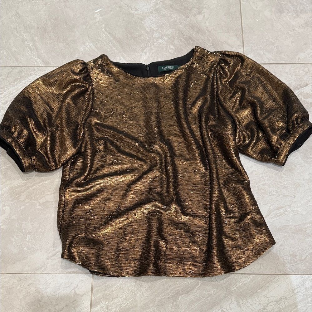 Lauren Ralph Lauren Bronze Sequin Blouse
